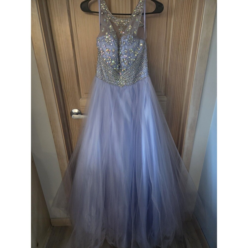 Aspeed Prom Quinceanera Homecoming Formal Gown Purple Beaded Tulle Dress Small